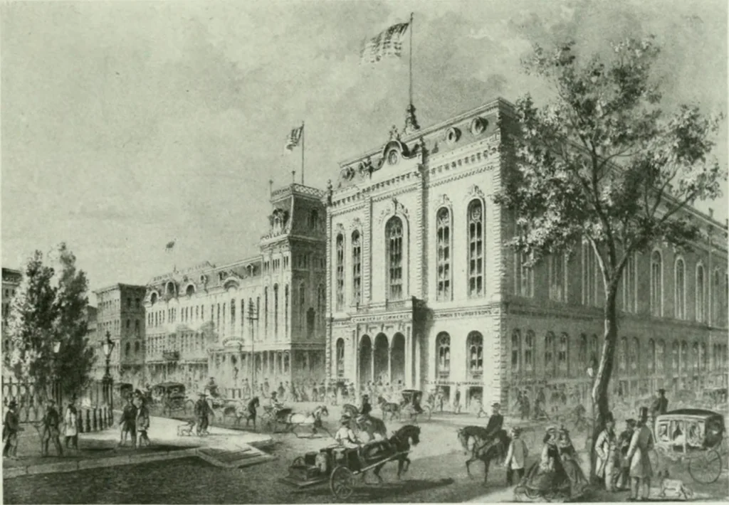 An illustration from A half century of Chicago building : a practical reference guide : all building laws and ordinances brought to date : historical, technical and statistical review of the construction and material development of America's inland metropolis, 1910, leaf 24