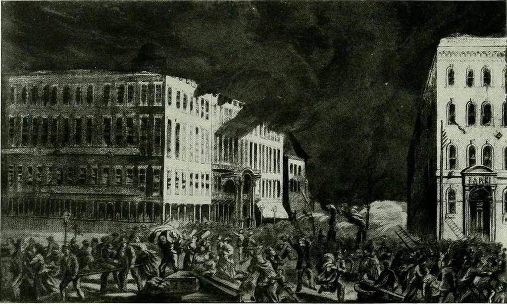 An illustration from A half century of Chicago building : a practical reference guide : all building laws and ordinances brought to date : historical, technical and statistical review of the construction and material development of America's inland metropolis, 1910, leaf 25