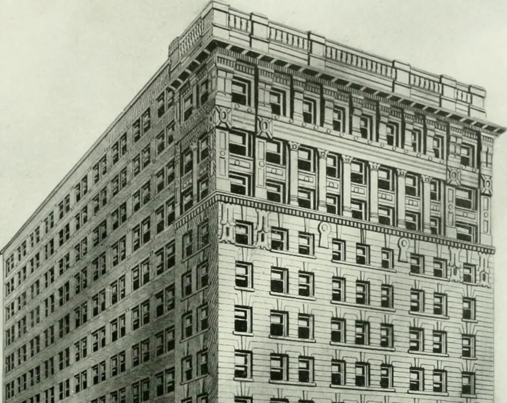 An illustration from A half century of Chicago building : a practical reference guide : all building laws and ordinances brought to date : historical, technical and statistical review of the construction and material development of America's inland metropolis, 1910, leaf 256