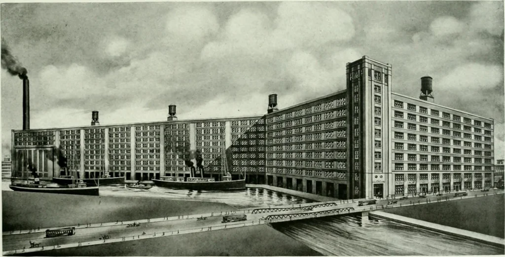 An illustration from A half century of Chicago building : a practical reference guide : all building laws and ordinances brought to date : historical, technical and statistical review of the construction and material development of America's inland metropolis, 1910, leaf 408
