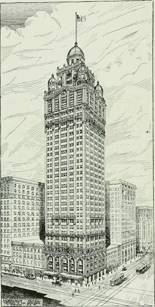 An illustration from A half century of Chicago building : a practical reference guide : all building laws and ordinances brought to date : historical, technical and statistical review of the construction and material development of America's inland metropolis, 1910, leaf 431