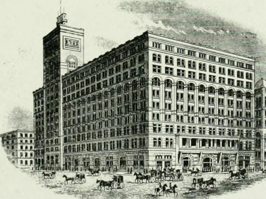 An illustration from A half century of Chicago building : a practical reference guide : all building laws and ordinances brought to date : historical, technical and statistical review of the construction and material development of America's inland metropolis, 1910, leaf 434