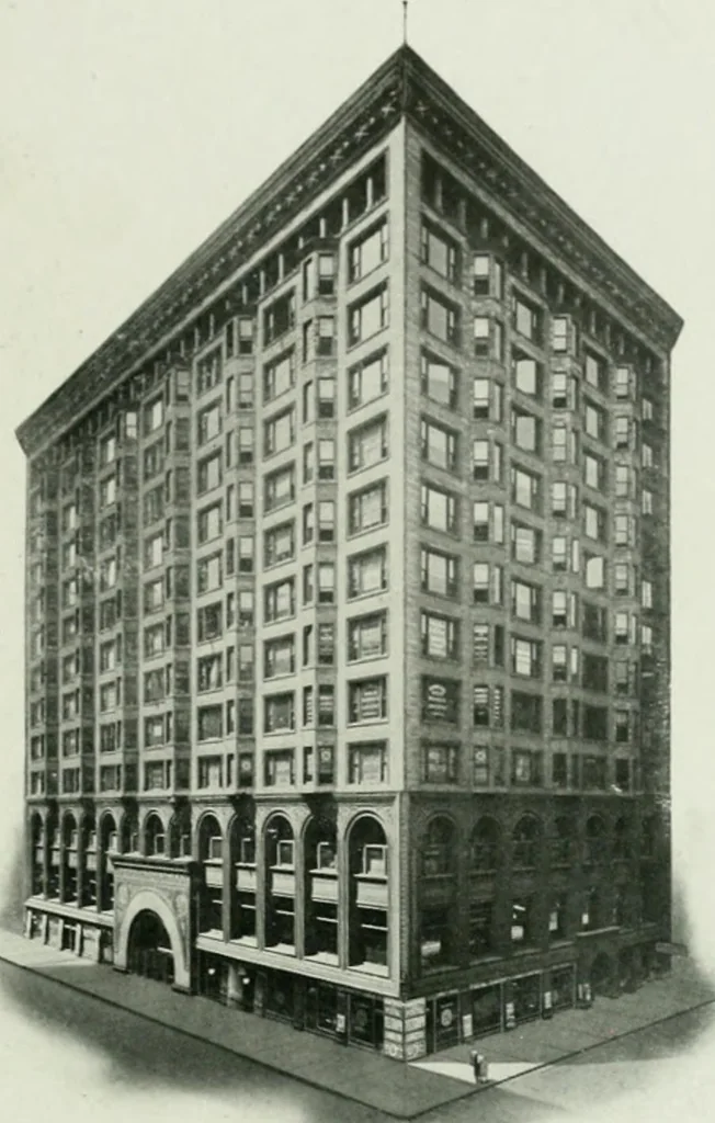An illustration from A half century of Chicago building : a practical reference guide : all building laws and ordinances brought to date : historical, technical and statistical review of the construction and material development of America's inland metropolis, 1910, leaf 44