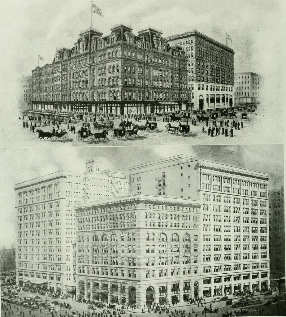 An illustration from A half century of Chicago building : a practical reference guide : all building laws and ordinances brought to date : historical, technical and statistical review of the construction and material development of America's inland metropolis, 1910, leaf 45