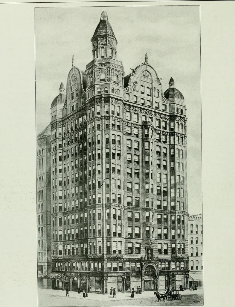 An illustration from A half century of Chicago building : a practical reference guide : all building laws and ordinances brought to date : historical, technical and statistical review of the construction and material development of America's inland metropolis, 1910, leaf 49