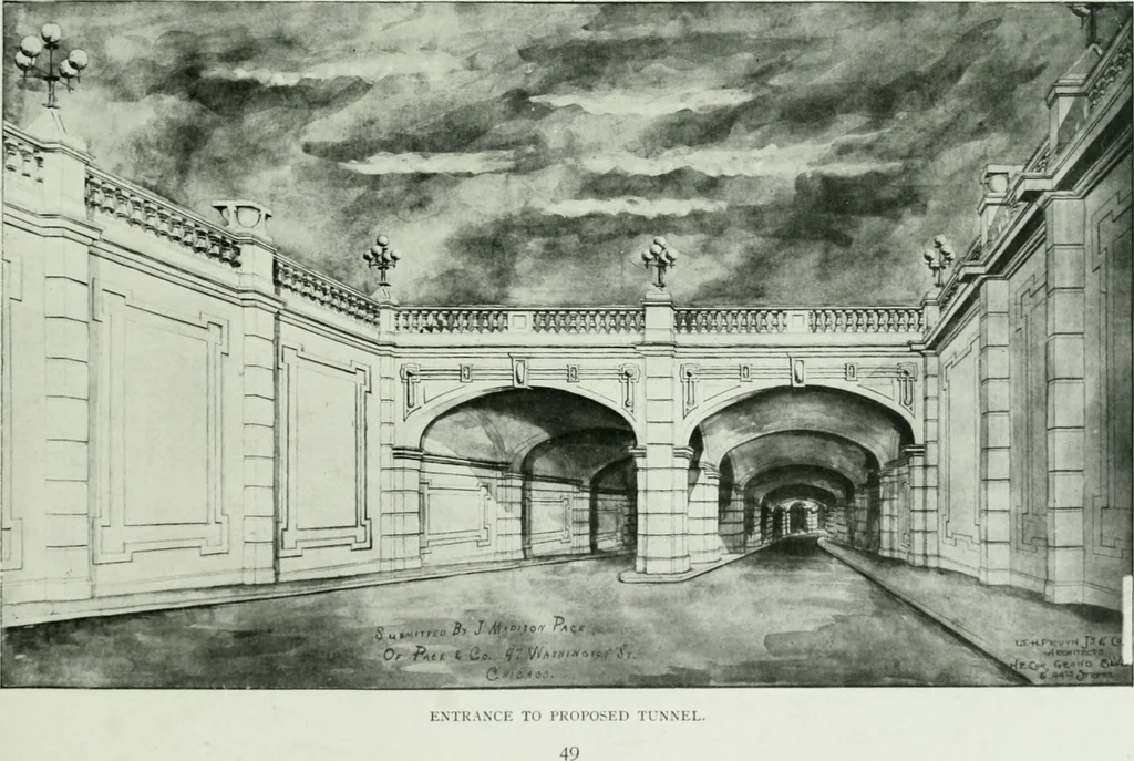 An illustration from A half century of Chicago building : a practical reference guide : all building laws and ordinances brought to date : historical, technical and statistical review of the construction and material development of America's inland metropolis, 1910, leaf 54