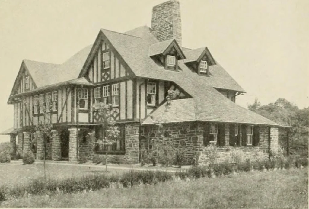 An illustration from The half-timber house; its origin, design, modern plan, and construction;, 1912, leaf 56