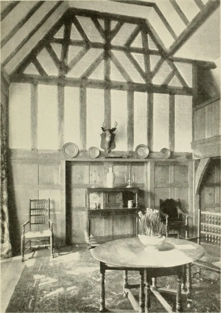 An illustration from The half-timber house; its origin, design, modern plan, and construction;, 1912, leaf 98