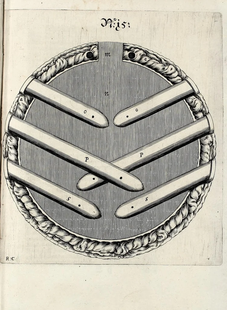 An illustration from Halinitro-pyrobolia : Beschreibu[n]g einer newen Büchsenmeisterey, nemlichen, gründlicher Bericht wie der Salpeter, Schwefel, Kohlen vnnd das Pulfer zu praepariren, zu probieren, auch langwirrig gut zu behalten : das Fewrwerck zur Kurtzweil vnd Ernst zu laboriren, dann wie der Pöler, das grobe Geschütz vnd der Petardo zu gobernirn ..., 1627, leaf 93
