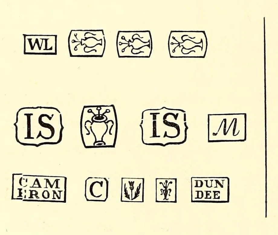 An illustration from Hall marks on gold and silver plate, 1891, leaf 210