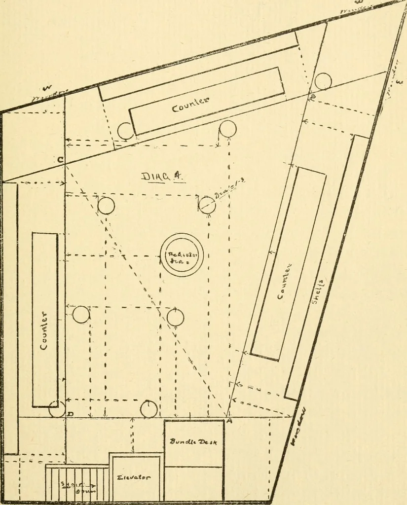 An illustration from Handbook for carpet measurers, cutters and salesmen, 1905, leaf 38