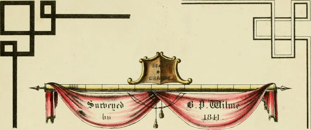 An illustration from A hand-book for mapping, engineering, and architectural drawing : in which maps of all descriptiosn are analyzed, and their several uses fully explained ; intended for the use of civil engineers, architects, and surveyors, also for naval and military academies, engineering schools and colleges, and draughtsmen ; illustrated with forty-three large plates and thirty-nine woodcuts, among which will be found examples of a parliamentary railway plan, section, and cross sections, prepared in compliance with the standing orders of the House of Commons ; with plain instructions for lithographing and zincographing maps and drawings, and an exposition of the relative cost and merits of engraving, lithographing, and zincographing, 1846, leaf 107