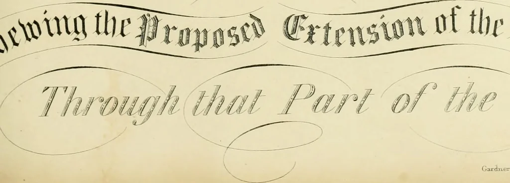An illustration from A hand-book for mapping, engineering, and architectural drawing : in which maps of all descriptiosn are analyzed, and their several uses fully explained ; intended for the use of civil engineers, architects, and surveyors, also for naval and military academies, engineering schools and colleges, and draughtsmen ; illustrated with forty-three large plates and thirty-nine woodcuts, among which will be found examples of a parliamentary railway plan, section, and cross sections, prepared in compliance with the standing orders of the House of Commons ; with plain instructions for lithographing and zincographing maps and drawings, and an exposition of the relative cost and merits of engraving, lithographing, and zincographing, 1846, leaf 113