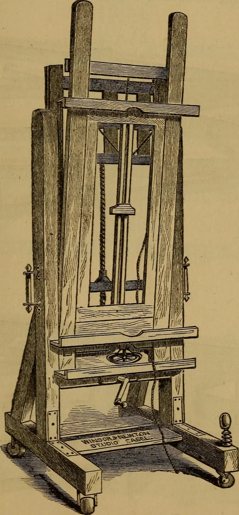 An illustration from Hand-book for the preservation of pictures; containing practical instructions for cleaning, lining, repairing, and restoring oil paintings, with remarks on the distribution of works of art in houses and galleries, their care and preservation, 1876, leaf 112