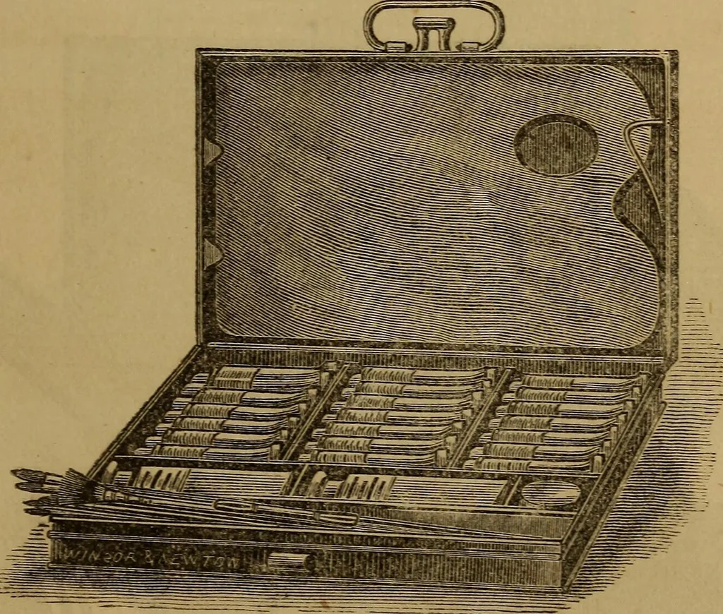 An illustration from Hand-book for the preservation of pictures; containing practical instructions for cleaning, lining, repairing, and restoring oil paintings, with remarks on the distribution of works of art in houses and galleries, their care and preservation, 1876, leaf 82