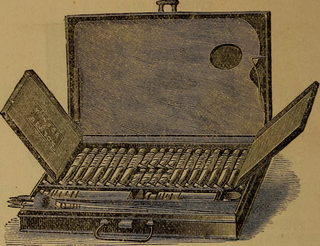 An illustration from Hand-book for the preservation of pictures; containing practical instructions for cleaning, lining, repairing, and restoring oil paintings, with remarks on the distribution of works of art in houses and galleries, their care and preservation, 1876, leaf 83