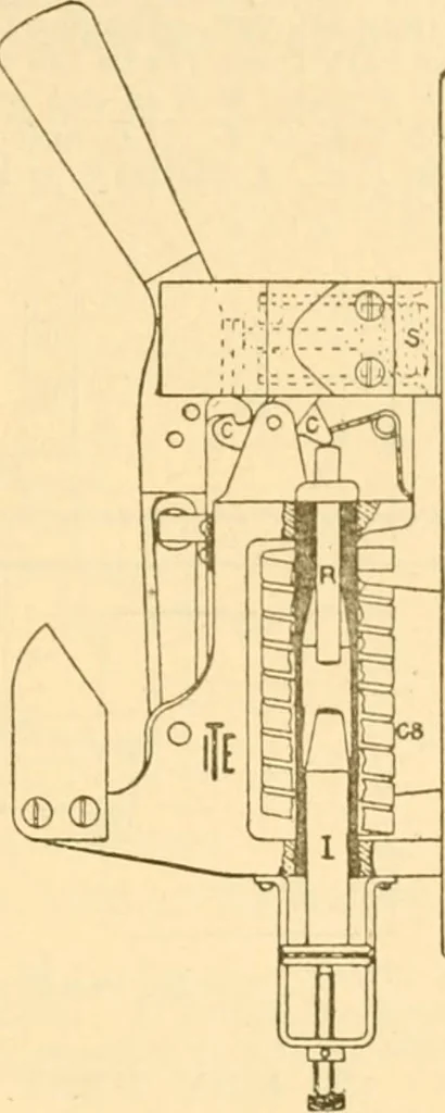 An illustration from Handbook for the use of electricians in the operation and care of electrical machinery and apparatus of the U. S. seacoast defenses .., 1904, leaf 87