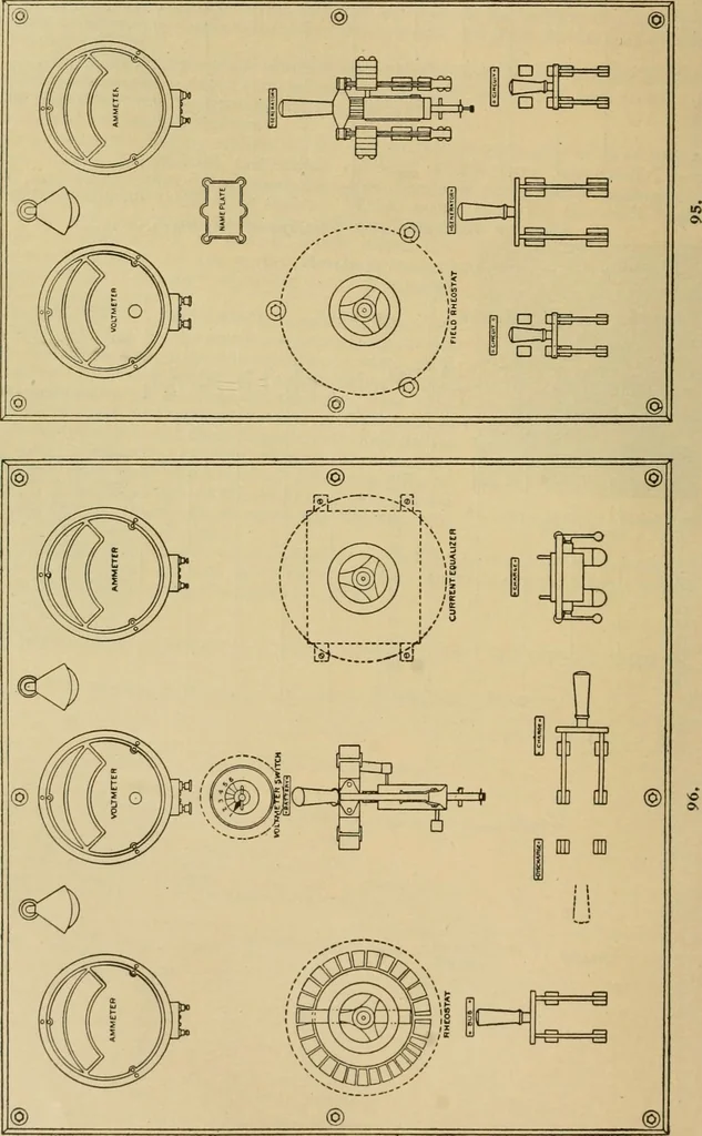 An illustration from Handbook for the use of electricians in the operation and care of electrical machinery and apparatus of the U.S. seacoast defenses, 1902, leaf 103