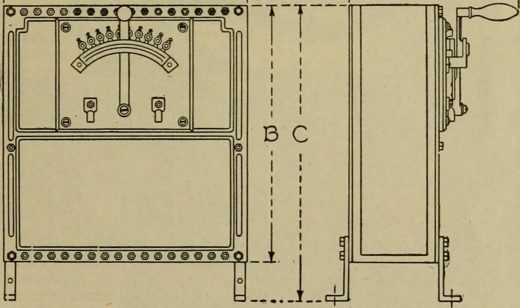 An illustration from Handbook for the use of electricians in the operation and care of electrical machinery and apparatus of the U.S. seacoast defenses, 1902, leaf 142