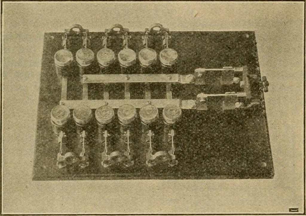 An illustration from Handbook for the use of electricians in the operation and care of electrical machinery and apparatus of the U.S. seacoast defenses, 1902, leaf 201
