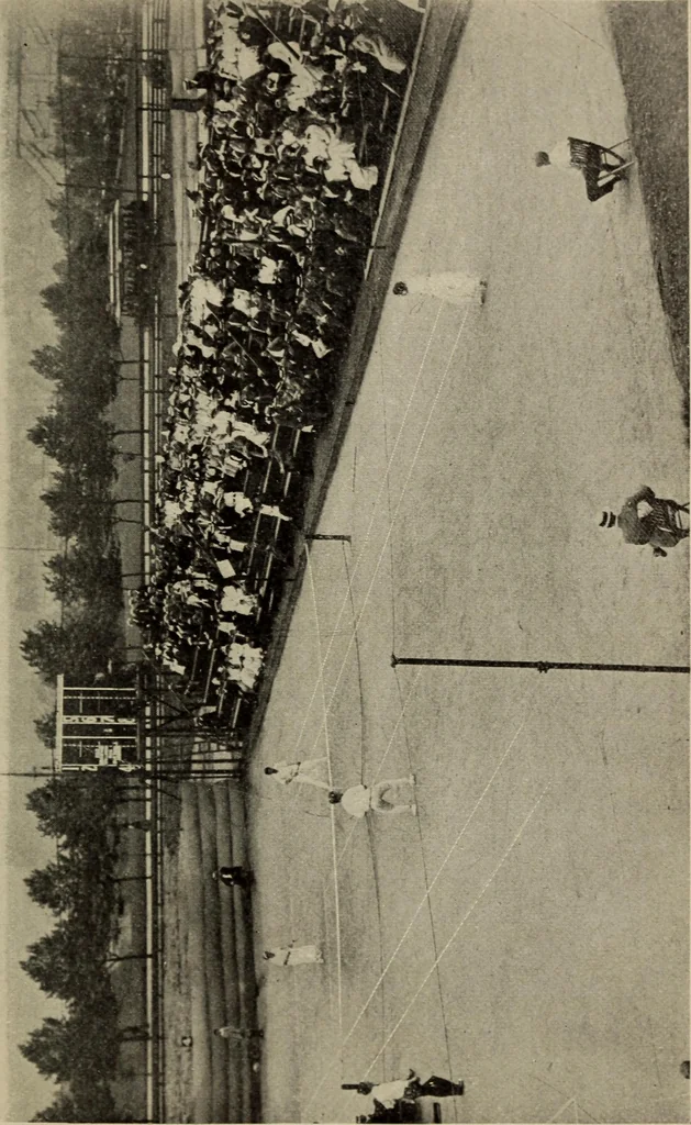An illustration from Handbook of athletic games for players, instructors, and spectators, comprising fifteen major ball games, track and field athletics and rowing races, 1916, leaf 421