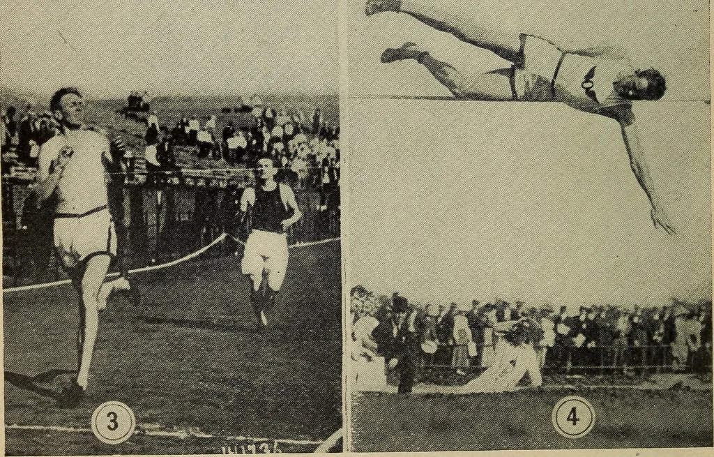 An illustration from Handbook of athletic games for players, instructors, and spectators, comprising fifteen major ball games, track and field athletics and rowing races, 1916, leaf 576