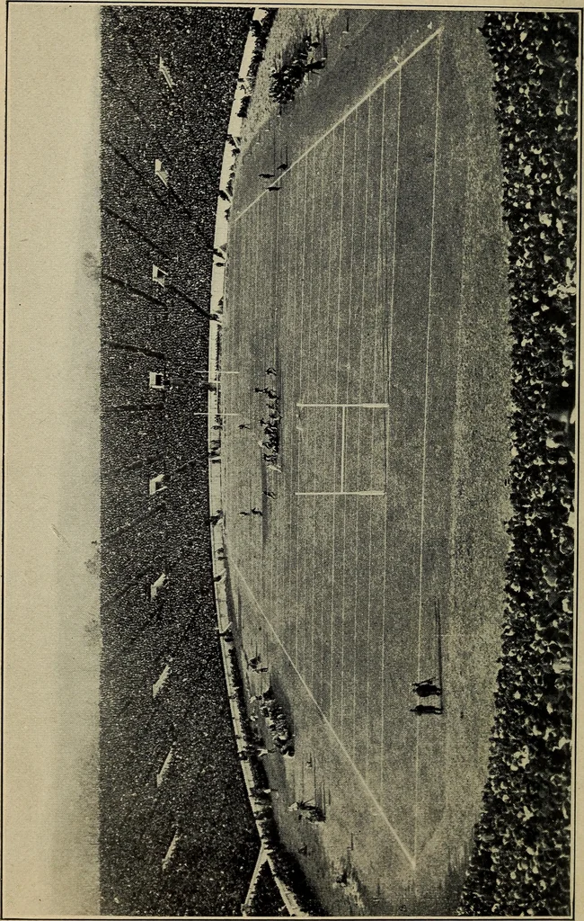An illustration from Handbook of athletic games for players, instructors, and spectators, comprising fifteen major ball games, track and field athletics and rowing races, 1916, leaf 6
