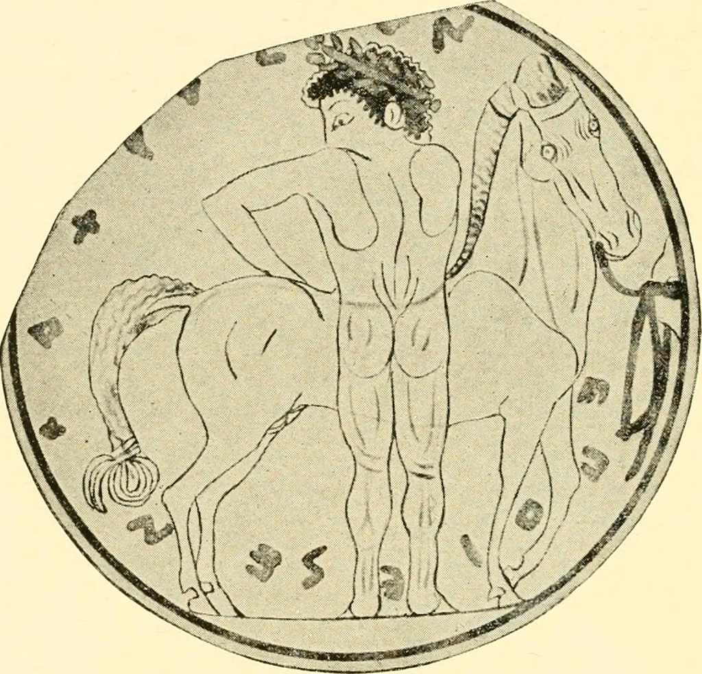 An illustration from A handbook of Attic red-figured vases signed by or attributed to the various masters of the sixth and fifth centuries B. C., 1919, leaf 200