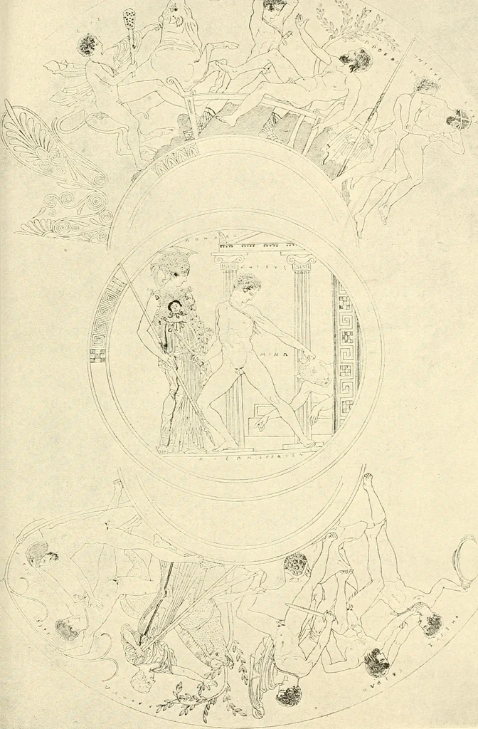 An illustration from A handbook of Attic red-figured vases signed by or attributed to the various masters of the sixth and fifth centuries B. C., 1919, leaf 43