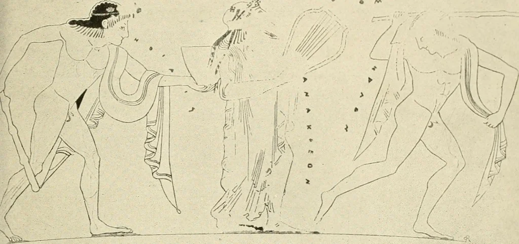 An illustration from A handbook of Attic red-figured vases signed by or attributed to the various masters of the sixth and fifth centuries B. C., 1919, leaf 493