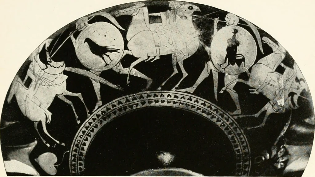 An illustration from A handbook of Attic red-figured vases signed by or attributed to the various masters of the sixth and fifth centuries B. C., 1919, leaf 128