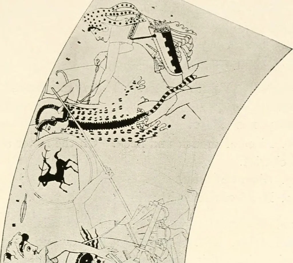 An illustration from A handbook of Attic red-figured vases signed by or attributed to the various masters of the sixth and fifth centuries B. C., 1919, leaf 150
