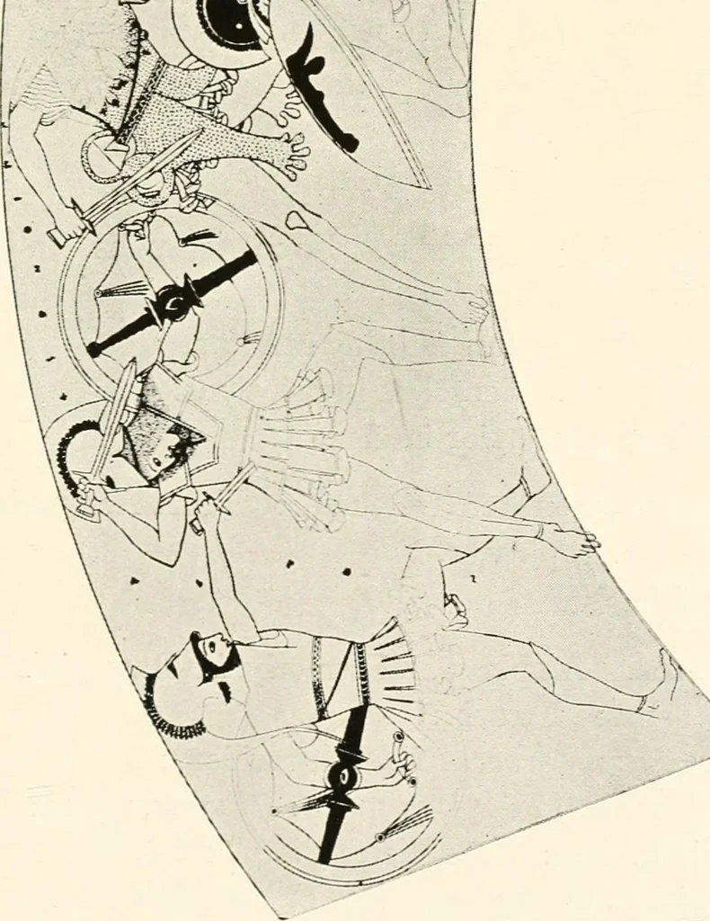 An illustration from A handbook of Attic red-figured vases signed by or attributed to the various masters of the sixth and fifth centuries B. C., 1919, leaf 150