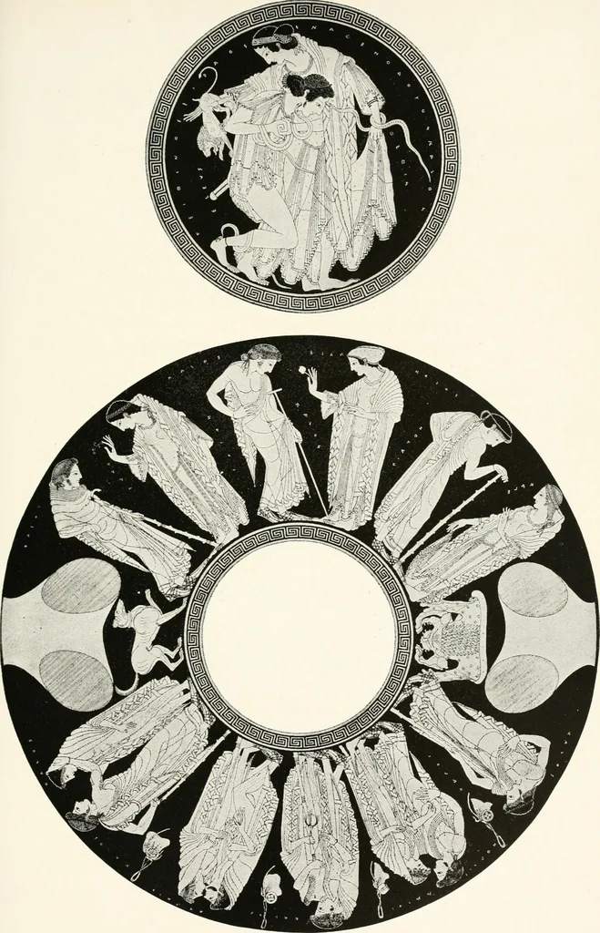 An illustration from A handbook of Attic red-figured vases signed by or attributed to the various masters of the sixth and fifth centuries B. C., 1919, leaf 346