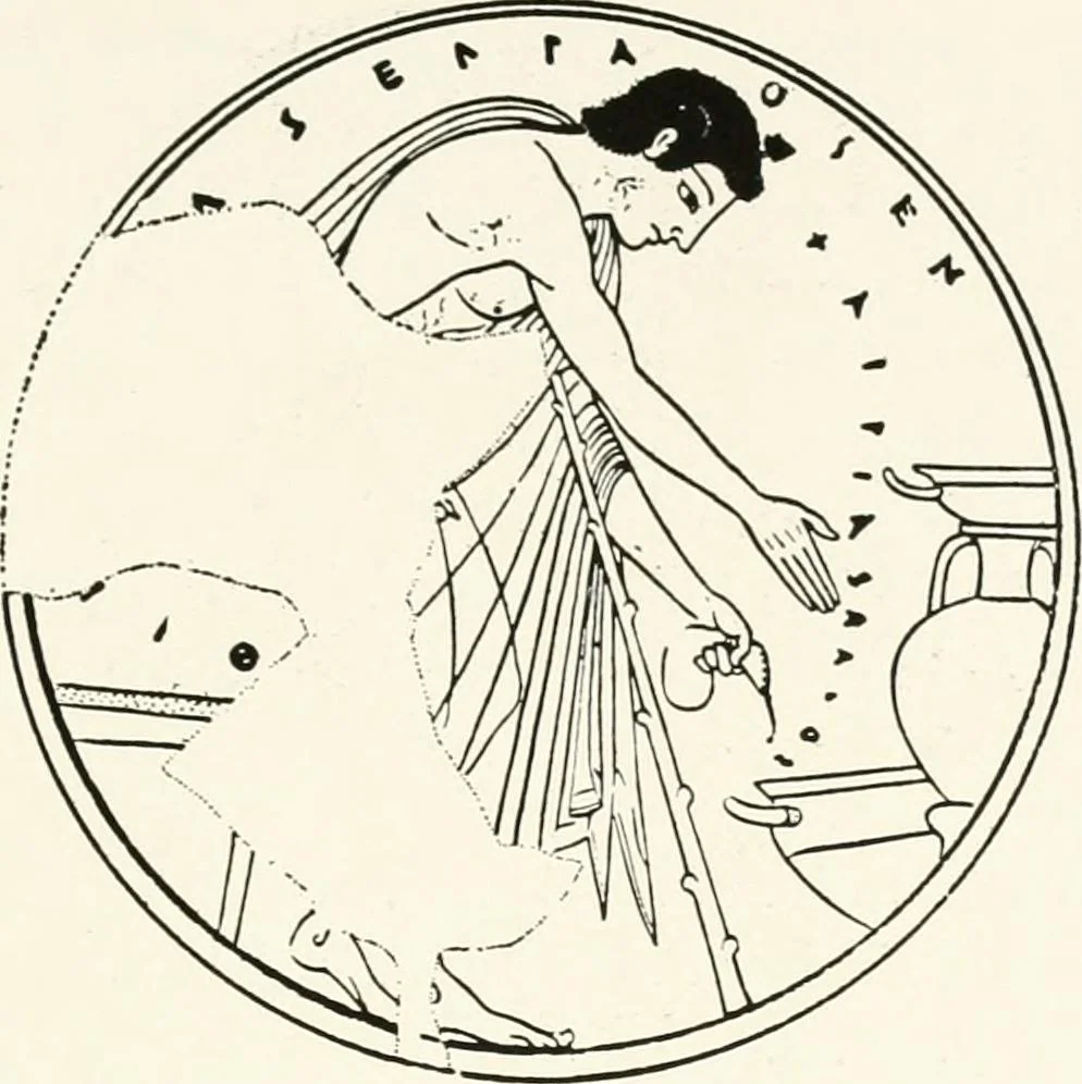 An illustration from A handbook of Attic red-figured vases signed by or attributed to the various masters of the sixth and fifth centuries B. C., 1919, leaf 366