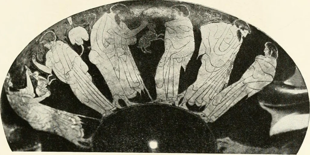 An illustration from A handbook of Attic red-figured vases signed by or attributed to the various masters of the sixth and fifth centuries B. C., 1919, leaf 84