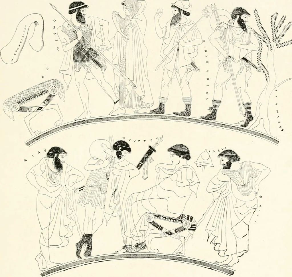 An illustration from A handbook of Attic red-figured vases signed by or attributed to the various masters of the sixth and fifth centuries B. C., 1919, leaf 92
