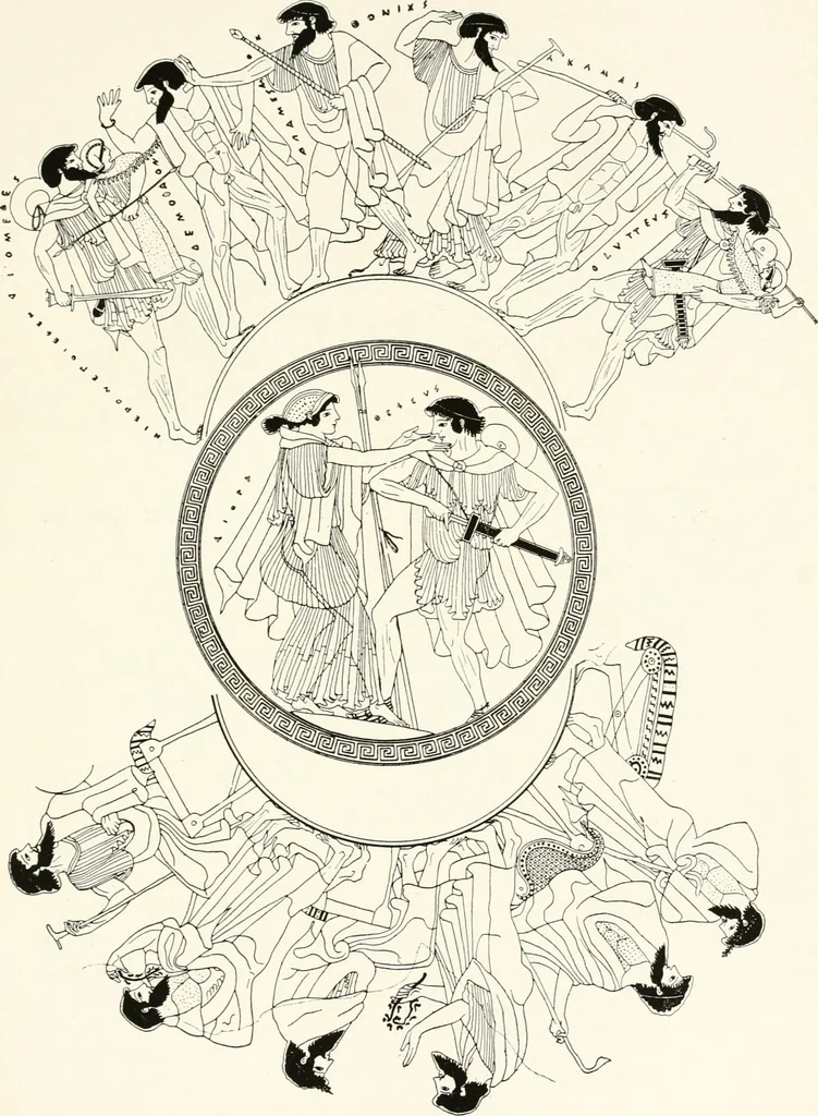 An illustration from A handbook of Attic red-figured vases signed by or attributed to the various masters of the sixth and fifth centuries B. C., 1919, leaf 94