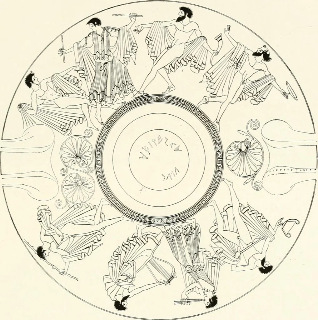 An illustration from A handbook of Attic red-figured vases signed by or attributed to the various masters of the sixth and fifth centuries B. C., 1919, leaf 96
