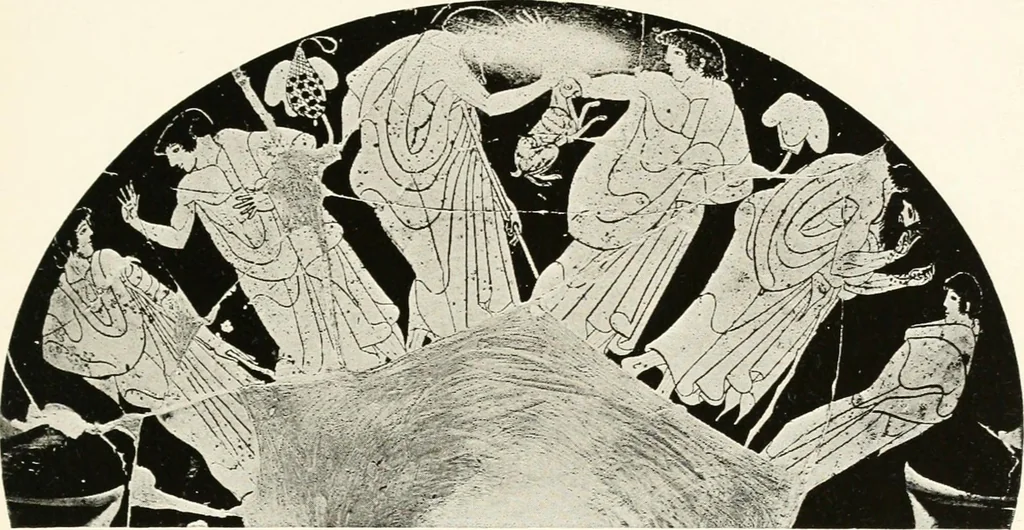 An illustration from A handbook of Attic red-figured vases signed by or attributed to the various masters of the sixth and fifth centuries B. C., 1919, leaf 98