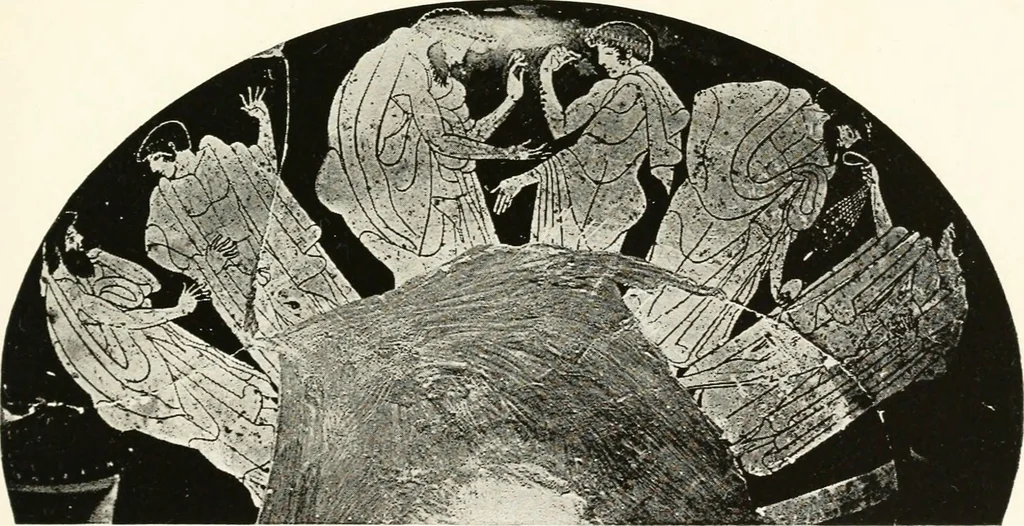 An illustration from A handbook of Attic red-figured vases signed by or attributed to the various masters of the sixth and fifth centuries B. C., 1919, leaf 98