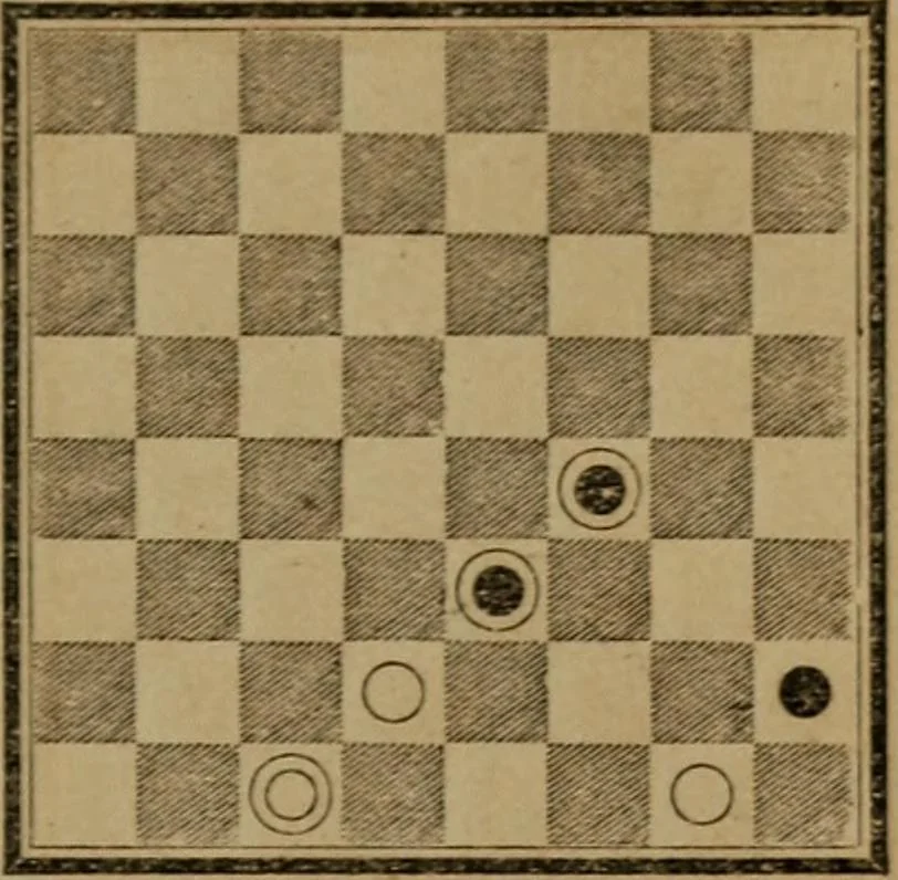 An illustration from Hand book of draughts and backgammon. The draught player's hand book, 1852, leaf 100