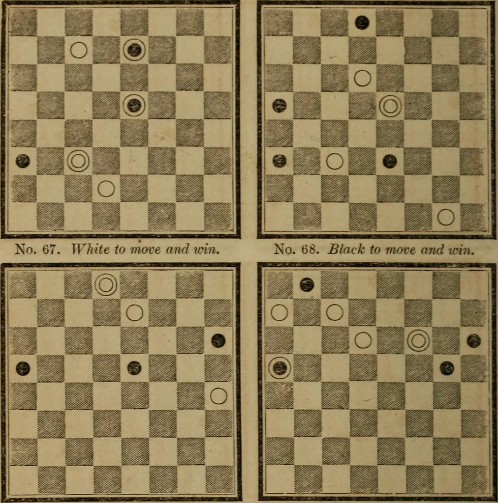 An illustration from Hand book of draughts and backgammon. The draught player's hand book, 1852, leaf 101