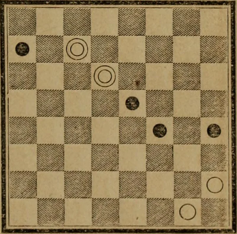 An illustration from Hand book of draughts and backgammon. The draught player's hand book, 1852, leaf 102