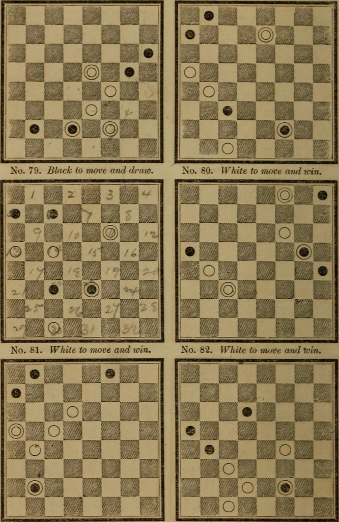 An illustration from Hand book of draughts and backgammon. The draught player's hand book, 1852, leaf 103