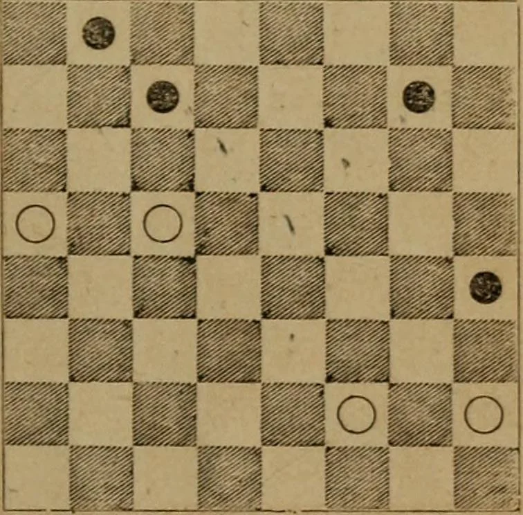 An illustration from Hand book of draughts and backgammon. The draught player's hand book, 1852, leaf 106