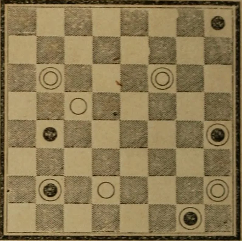 An illustration from Hand book of draughts and backgammon. The draught player's hand book, 1852, leaf 107