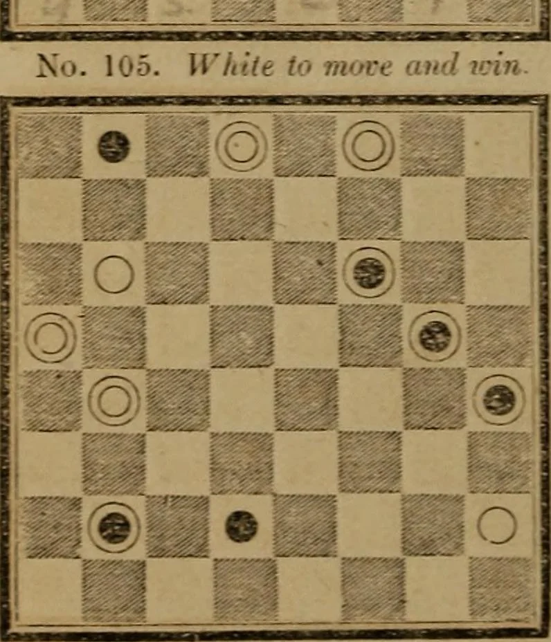 An illustration from Hand book of draughts and backgammon. The draught player's hand book, 1852, leaf 107
