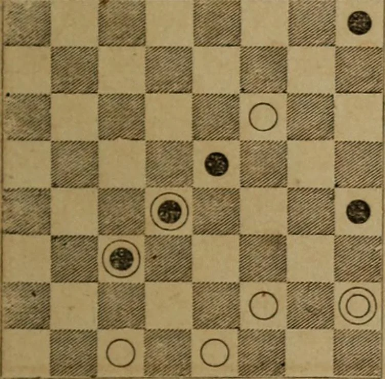 An illustration from Hand book of draughts and backgammon. The draught player's hand book, 1852, leaf 110