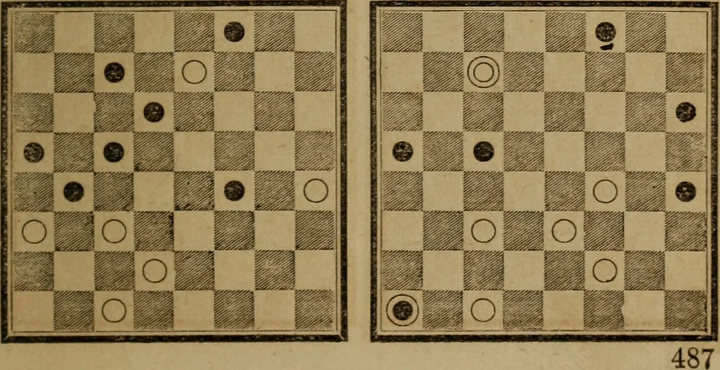 An illustration from Hand book of draughts and backgammon. The draught player's hand book, 1852, leaf 110